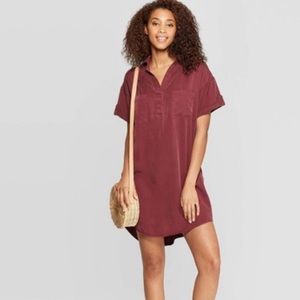 Short Sleeve Collared At knee Mini Shirtdress